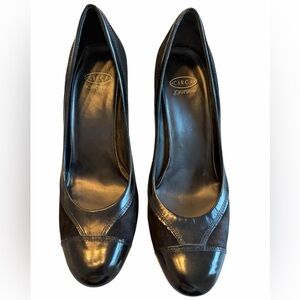 Circa Joan & David Leather and Suede Pump Almond Toe 3" Heel BLACK Size 7